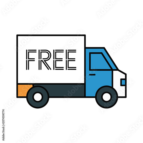 Delivery truck icon with free shipping text Vector