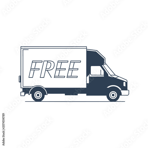 Free delivery truck icon in black and white line art style Vector