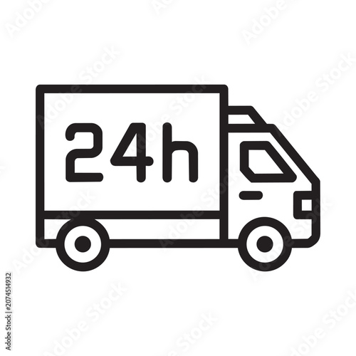 Delivery truck icon with 24 hour service sign Vector