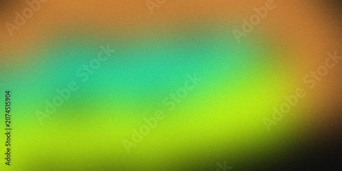 Принти на полотні Abstract gradient texture featuring vibrant orange, teal, and bright lime green colors blended with a soft grainy film noise effect