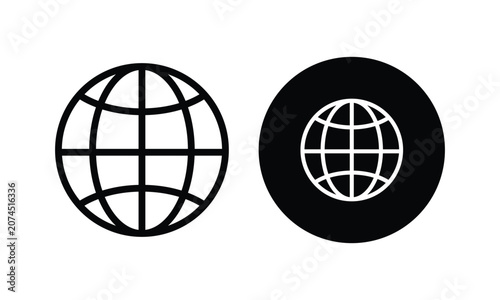 Abstract Globe Icon Vector Illustration with Earth World Symbol Network Map Internet Button Global Business Logo Design Element Set