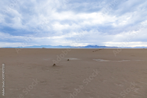Storm clouds over The Great Salt Lake at Antelope Island State Park, Utah, USA