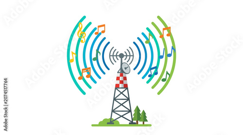 National Day of Rock ‘n’ Roll Music Festival Signal Tower Illustration