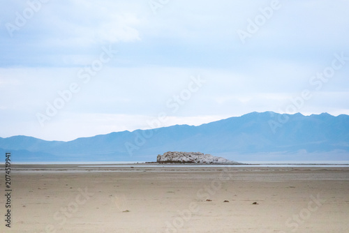 White Rock in Great Salt Lake at Antelope Island State Park, Utah, USA