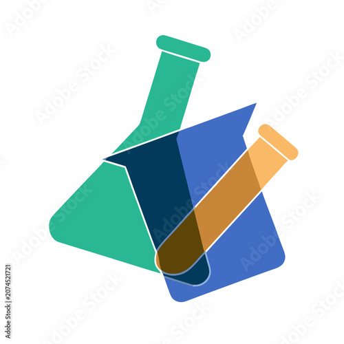Semi-Transparent Chemical Flasks Layered Science Experiment Abstract Vector