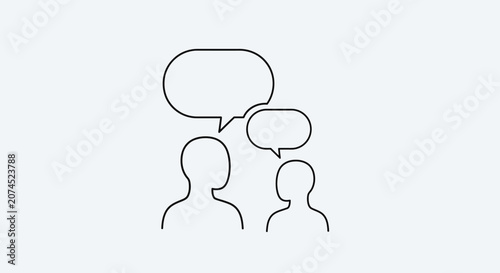 Simple Line Art People Communicating.