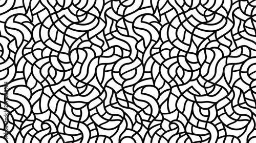 Abstract Black and White Organic Interlocking Lines Pattern Background