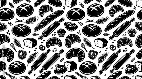 Bakery Pattern: Assorted Baked Goods and Baking Tools
