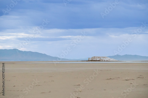 White Rock in Great Salt Lake at Antelope Island State Park, Utah, USA