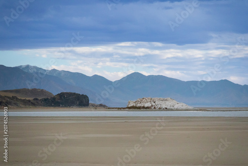 White Rock in Great Salt Lake at Antelope Island State Park, Utah, USA