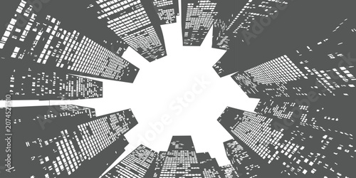 Tableau sur toile Tall city skyscrapers looking up at the sky from a street level point of view du