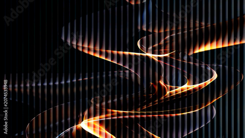 Abstract colorful technology background with glowing fractal wave lines on a dark backdrop