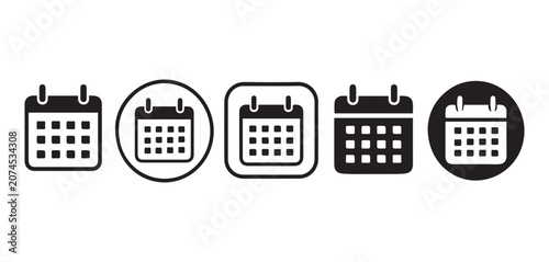 Minimalist Black and White Calendar Icon Set