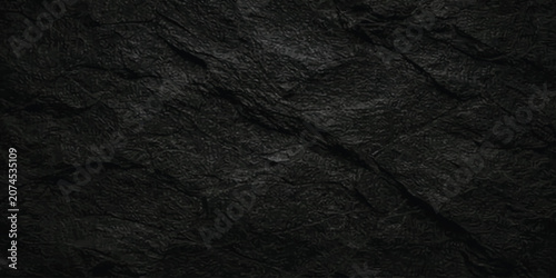 Obraz na plátne Obsidian-Black Rough Textured Stone Surface Abstract Pattern In Moody Darkness H