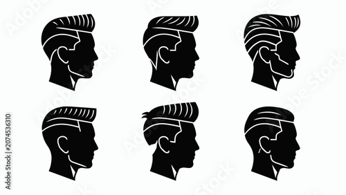 Bild auf Leinwand Male Hairstyle Silhouettes: Modern Cuts and Styles Collection