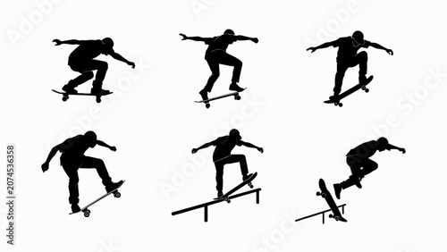 Canvastavla Skateboarder Silhouettes: Action Poses & Tricks