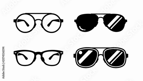 фотографія Set of Four Black Eyewear Styles: Round, Aviator, Classic Glasses
