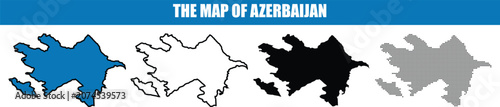 Foto Azerbaijan map outline silhouette in solid fill and pattern variations for graph