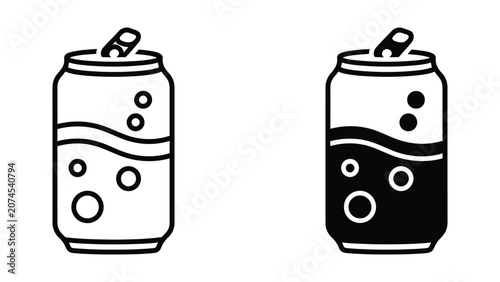Foto Professional Minimal Vector Icon Carbonated drink aluminum can icon set for beve