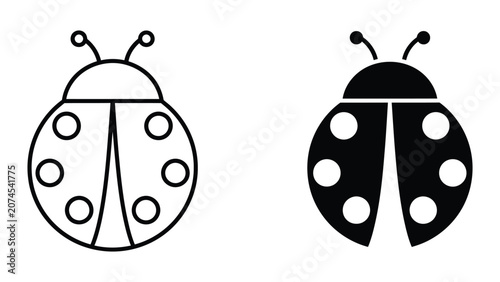 Professional Minimal Vector Icon Ladybug insect icon in outline and solid black vector style Editable Stroke, Outline and Solid Style, Black Monochrome, Isolated on White Background