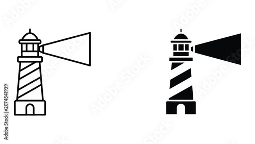 Fotografi Professional Minimal Vector Icon Coastal lighthouse navigational beacon vector i
