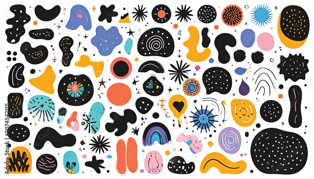 Fototapeta premium Colorful abstract shapes and patterns.