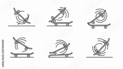 Tableau sur toile Skateboard Trick Icons: Ollie, Flip, Kickflip, Grinds, Jumps, Motion