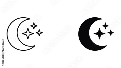 Fotografie Professional Minimal Vector Icon Crescent moon with sparkling stars vector icon
