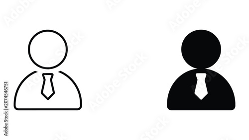 Professional Minimal Vector Icon Business person avatar icon in linear and solid black vector style Editable Stroke, Outline and Solid Style, Black Monochrome, Isolated on White Background