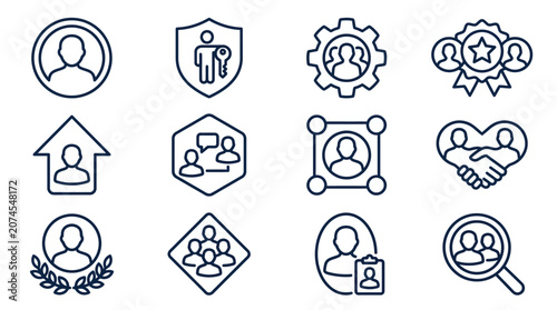 Professional User Profile Icon Set for Social Media Teams Community Leaders Networking Groups and Account Holders Customizable Editable Studio Quality Outline Designs in Scalable Format for