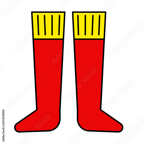 Flat Red and Yellow Soccer Socks Vector Illustration