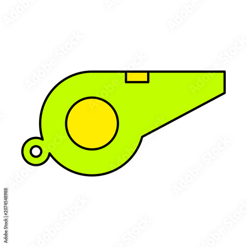Green Sports Whistle Vector Icon Isolated on White