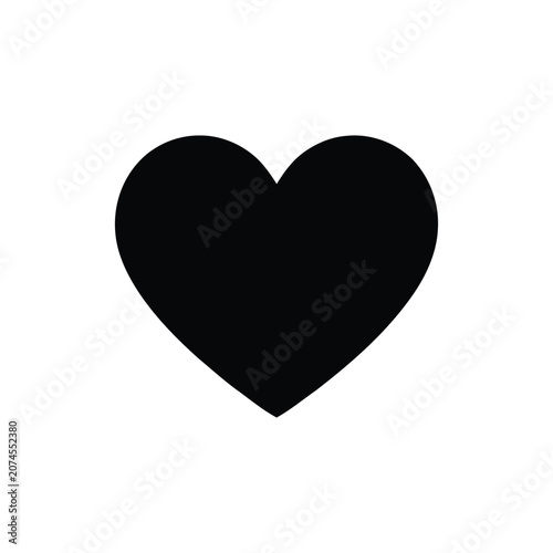 Black heart shape silhouette on a white background simple graphic design