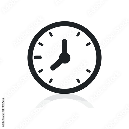 Clock Icon On White Background With Reflection alarm