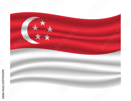 waving singapore national flag