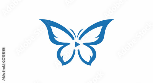 Blue butterfly media play button logo design.