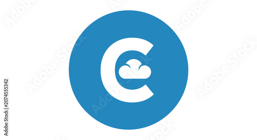Blue circular logo featuring letter C and cloud icon.