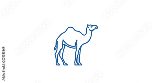 Blue dromedary camel desert animal logo icon.