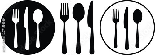 Foto Minimalist black and white flatware set icon design