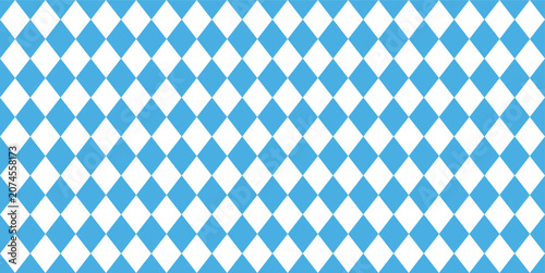 Obraz na plátně Seamless Pattern Blue and white Bavarian diamond pattern background
