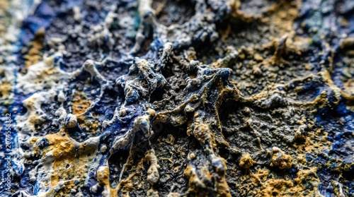Rough Textured Surface with Intricate Patterns and Colors Featuring Macro, Ultra-Detailed, Close-Up with Natural and Organic Elements for Detailed
