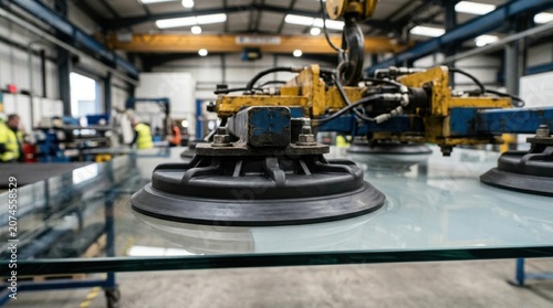 Vacuum Pad Industrial Lifting Equipment with Rubber Suction Surface and Metal Mounting Bolts in a Workshop