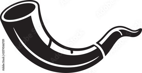 Black curved horn with white stripe and end