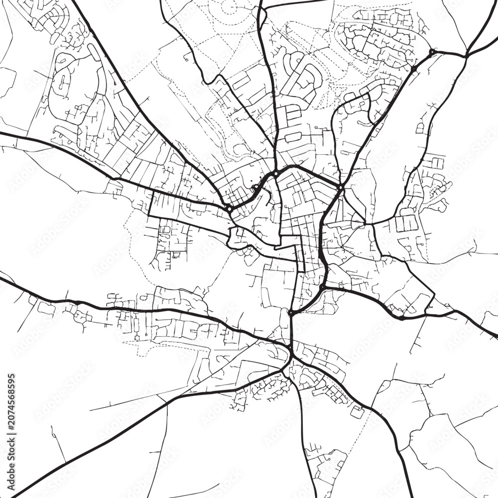 Obraz premium A detailed map illustration displays roads and streets of a city.