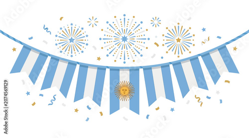 Quadro su tela 9th july Argentina Independent day Party banner, festive flags, celebration deco