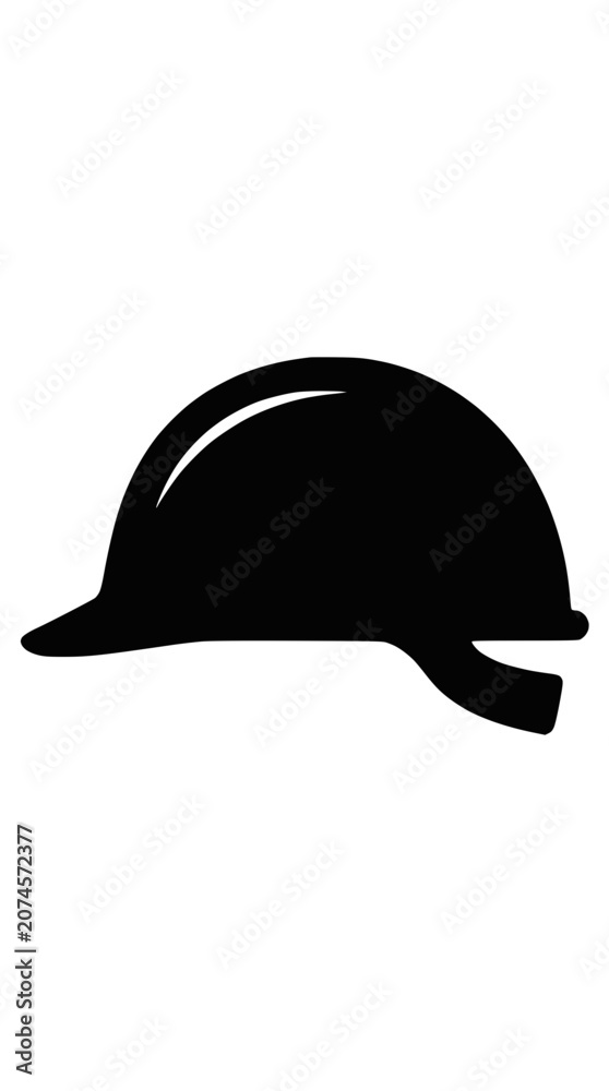 Fototapeta premium Black hard hat silhouette on a dark background