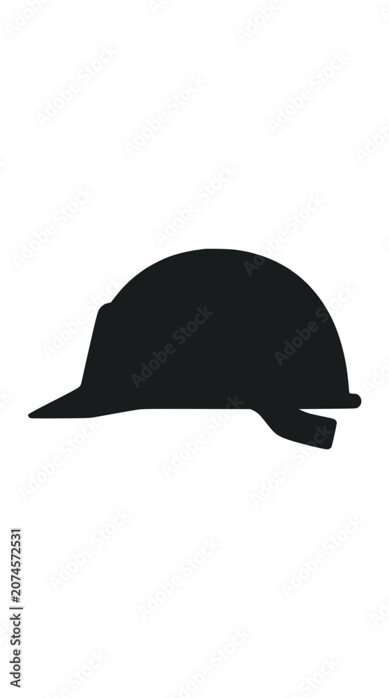 Fototapeta premium Black silhouette of a safety hard hat on black background