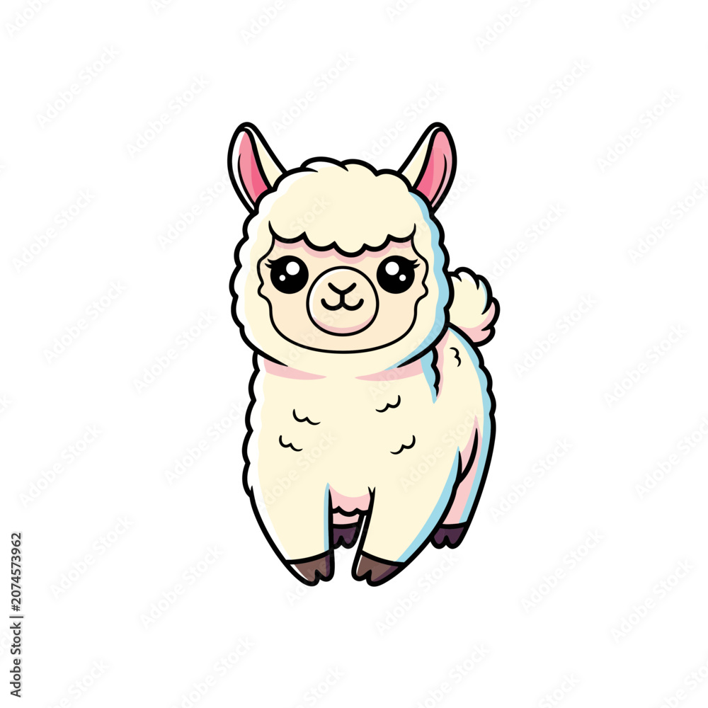 Fototapeta premium Cute Kawaii Alpaca Cartoon Character
