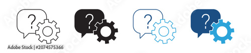 Support and Settings Icon Set Vector Collection in Outline and Solid Style for Technology and User Interface Design