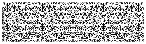 Tableau sur toile Geometric pyramid and triangle icons pattern with sketchy hand drawn symbols in